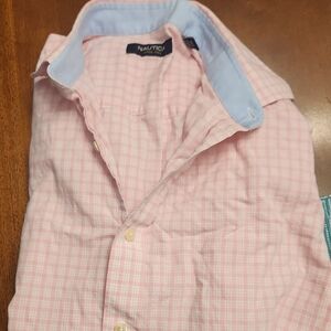 Nautica Men's Pink Checkered Shirt